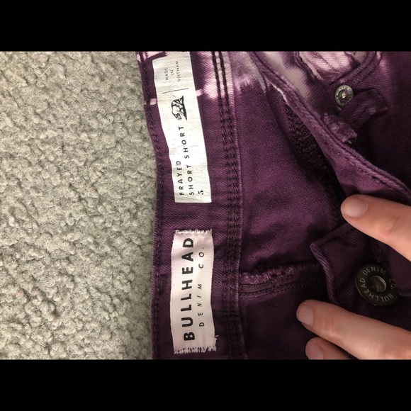 Dark Purple Bleached Shorts - Picture 3 of 3